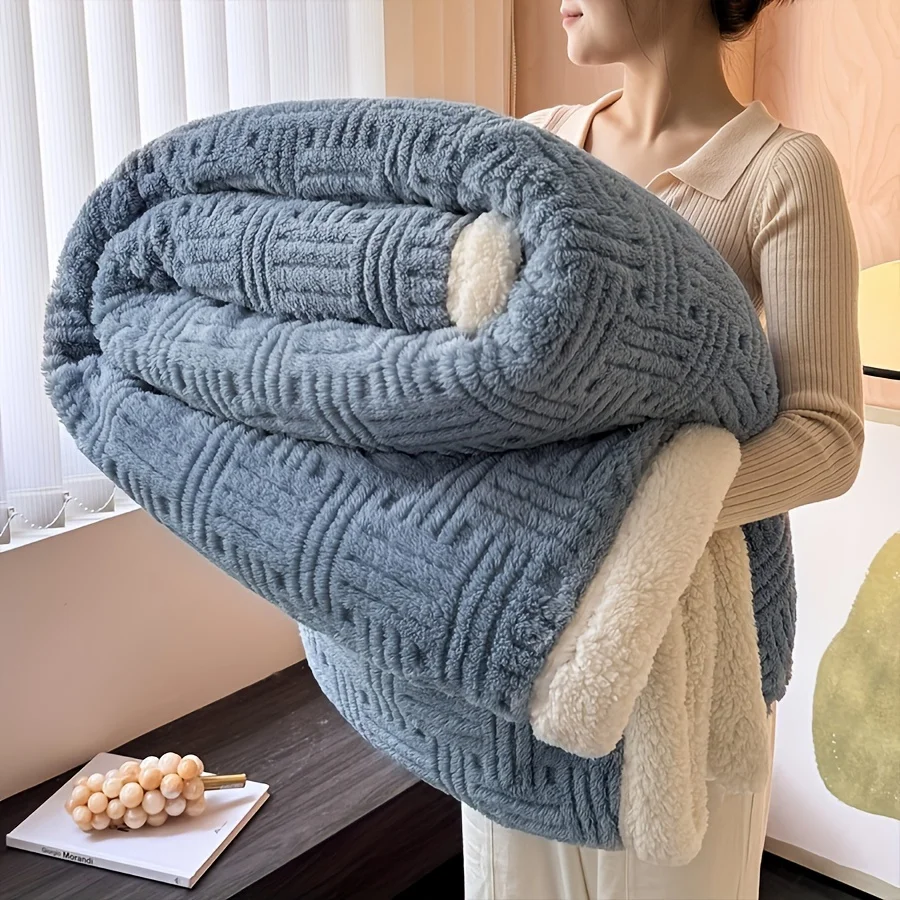 Deluxe Vintage-Doppeldecke – weiches Plüsch-Gaff und Kunstwolle | Maschinenwaschbar | Strickstoff aus Milchsamt Image