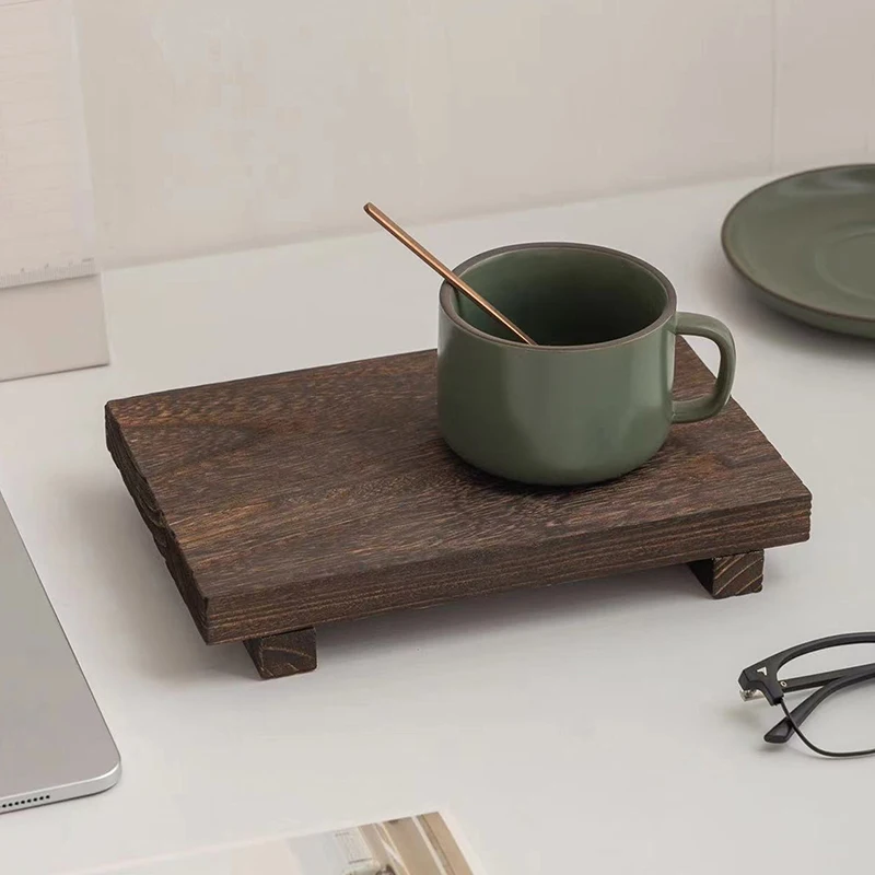 Holz Tablett Sockel Ständer Holz Eitelkeit Hände Seife Duft Kerze Lagerung Halter Tablett Küche Gewürz Halter Wohnkultur Image