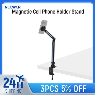NEEWER Basics Magnetic Cell Phone Holder Stand for Desk & Bed,Adjustable Desk Mount For MagSafe iPhone 16 15 Pro Max Plus 14 13