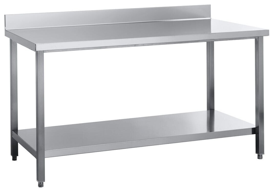 Wimar Arbeitstisch mit Grundboden Edelstahl Edelstahltisch 1800x700x850mm & Aufkantung Image