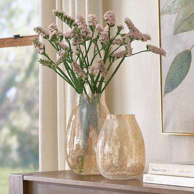 Amber Crackled Glass Vase - Small (9") - Grandin Road