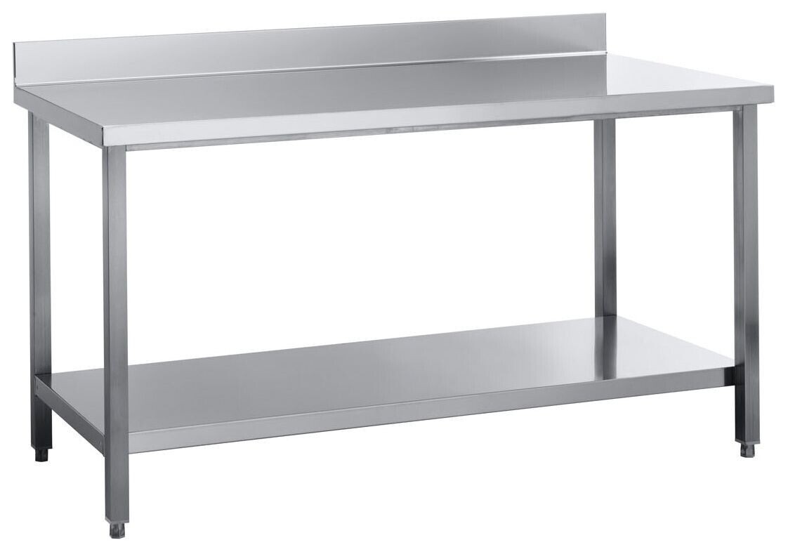 A&S polarny Arbeitstisch mit Grundboden Edelstahl Edelstahltisch 1600x700x850mm & Aufkantung Image