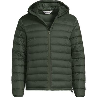 Wanderweight Down Ultralight Packable Hooded Jacket, Men, size: 50-52, regular, Green, Polyester/Nylon, by Lands' End