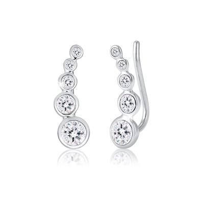 Paar Ohrstecker ELLI "Ohrklemme Earclimber, mit Kristallen von Swarovski", silber, Ohrringe, Damen, OneSize,mit Steinen, Silber 925 (Sterlingsilber) Image