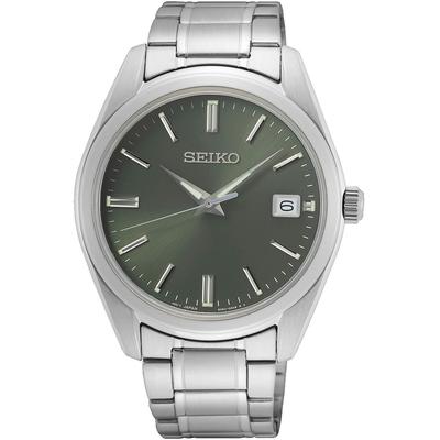 Quarzuhr SEIKO, silber (silberfarben, grün), Armbanduhren, Damen, Armbanduhr, Herrenuhr, Damenuhr, Datum, Saphirglas, Edelstahlarmband Image