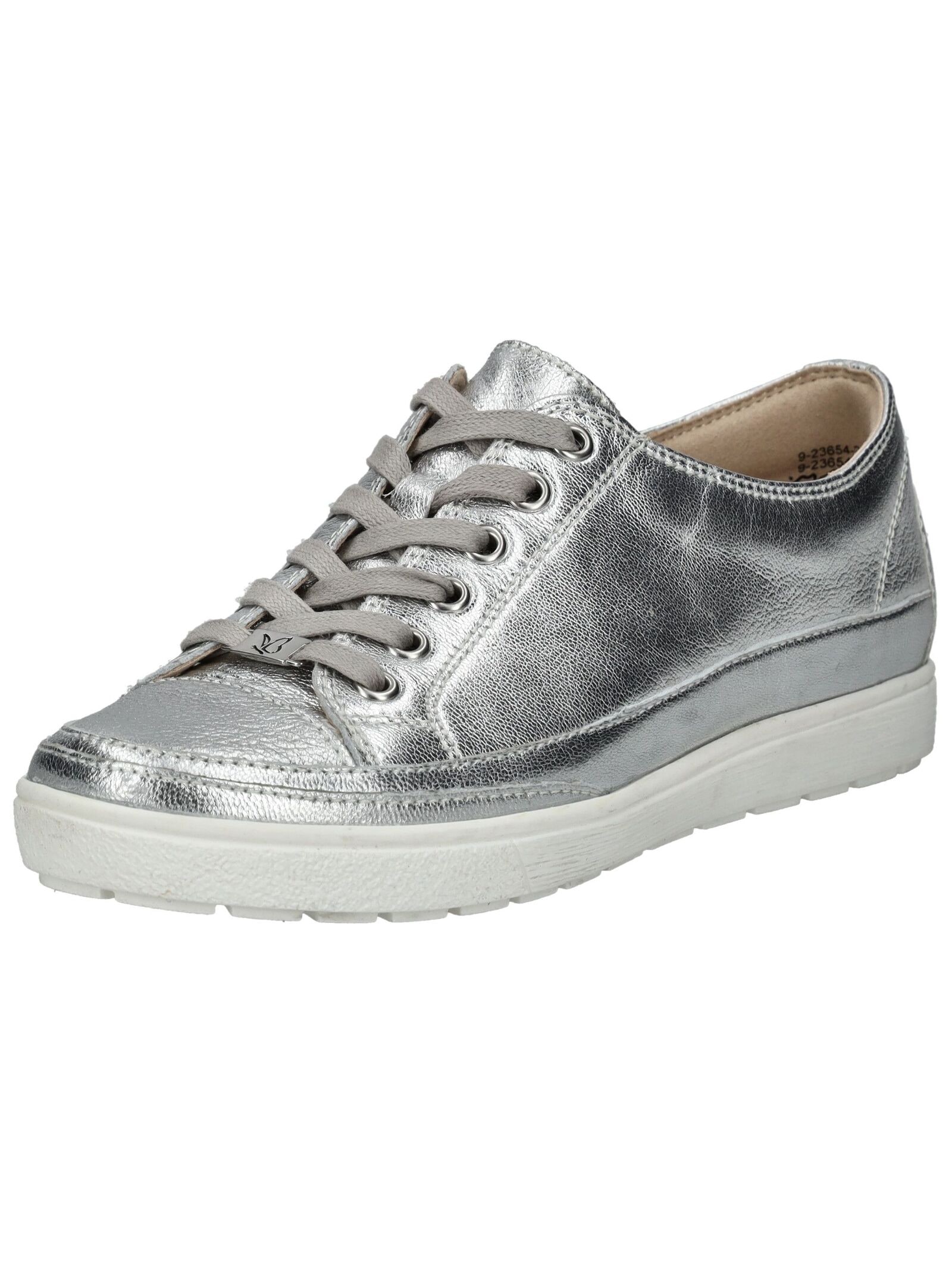 Sneaker CAPRICE "Caprice Sneaker Leder", Damen, Gr. 39, silber, Leder, Schuhe Sneaker