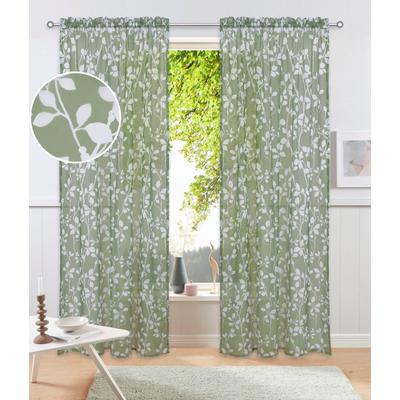 Gardine MY HOME "Issoire" Gr. 3, grün (olive), B:140cm H:225cm, Polyester, Gardinen Image