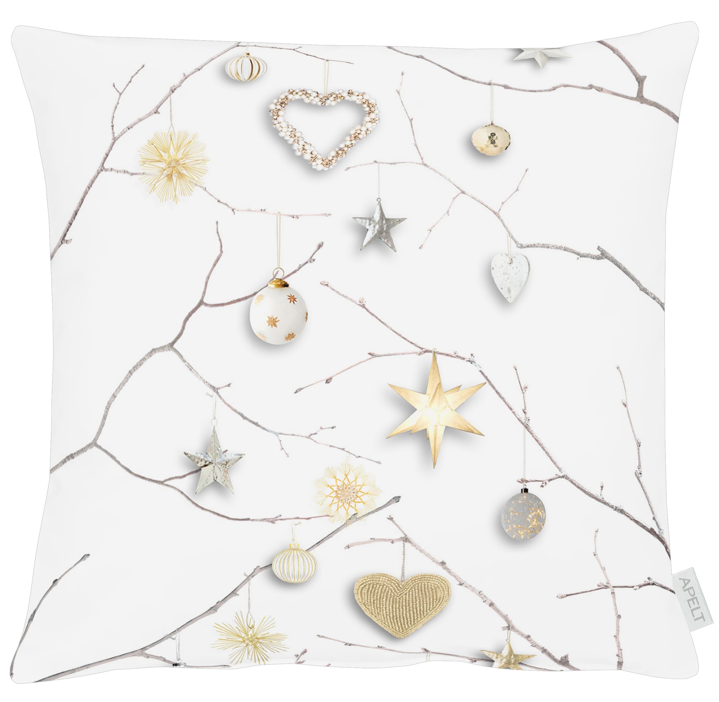 Dekokissen APELT "3750", beige (beige, weiß, bedruckt), B:45cm H:5cm L:45cm, Baumwolle, Polyester, Dekokissen_Sitzkissen_Kissenhüllen