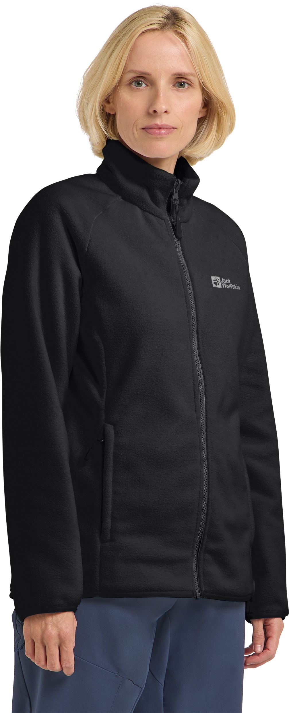 Fleecejacke JACK WOLFSKIN "MOONRISE FZ W", Damen, Gr. XL (46), schwarz, Obermaterial: 100% Polyester. Futter: 100% Polyester, Jacken Fleecejacke