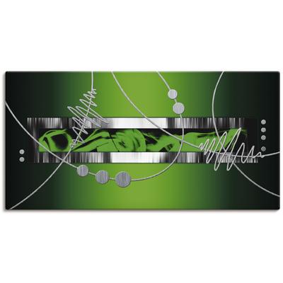 Leinwandbild ARTLAND "Silber abstrakt auf Grün", grün (farbe bild(er): grün), B:60cm H:30cm T:1,8cm, Canvas, Leinwand, Bilder, auf Keilrahmen gespannt Image