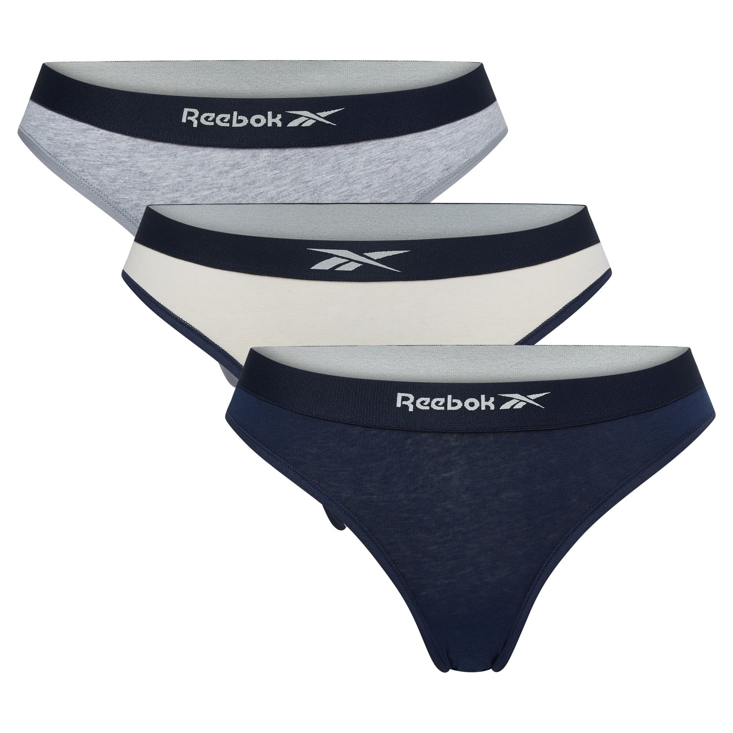 Slip REEBOK "JAL", Damen, Gr. L (40), blau (vector navy, alabaster, grau marl), Obermaterial: 95% Baumwolle, 5% Elasthan, unifarben, Unterhosen Image