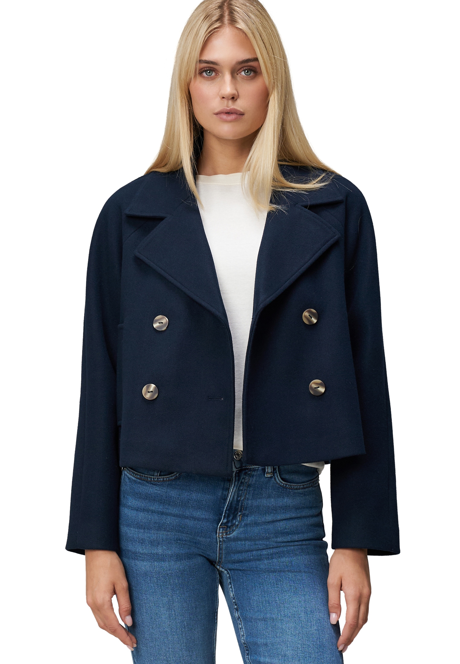 Fieldjacket ZERO "Damen Jacke in Wolloptik", Damen, Gr. 34, hydrangea, Stoff, Obermaterial: 100% Polyester. Ärmelfutter: ohne Futter., Casual, V-Ausschnitt, Jacken Image