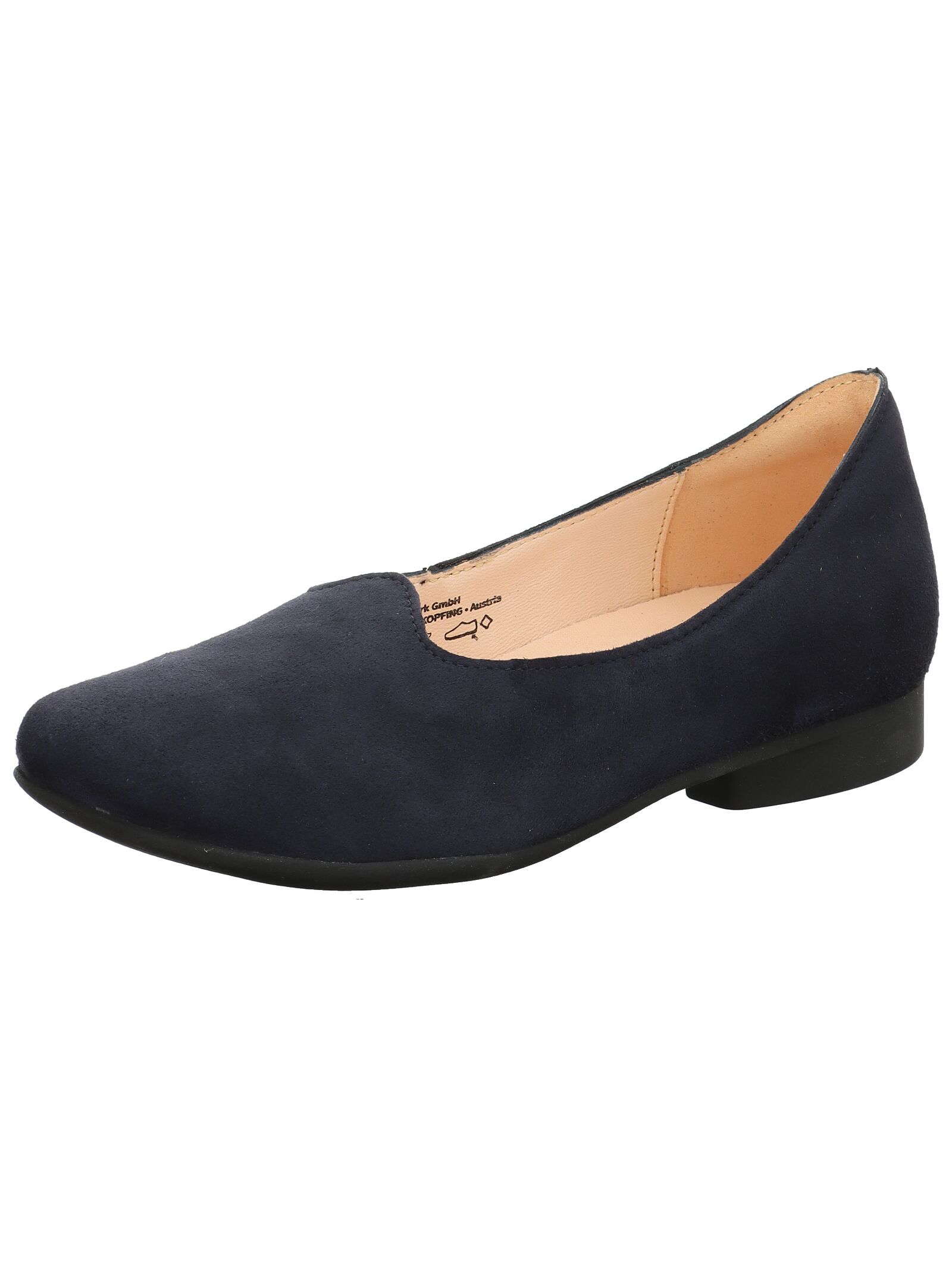 Ballerina THINK "Think Ballerinas Veloursleder", Damen, Gr. 38, blau (dunkelblau), Veloursleder, Schuhe Ballerina