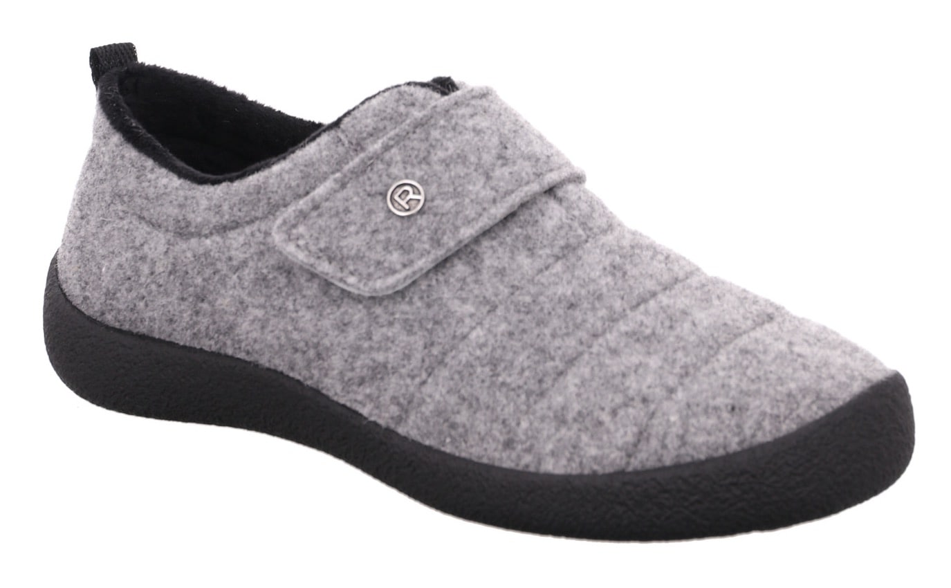 Hausschuh ROHDE "OLBIA", Damen, Gr. 36, grau (hellgrau), Filz, meliert, Schuhe Hausschuh, Homeslipper, Wohlfühlschuh mit Klettverschluss