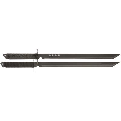 Miscellaneous Twin Ninja Sword10.75in Black Stainless Blade Black Cord Wrapped Handle M3639