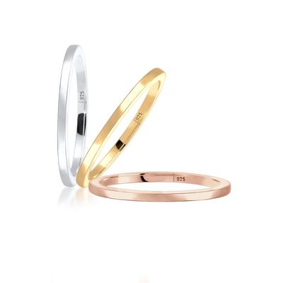 Ring-Set ELLI "(Set,3 tlg) "Stacking-Rings" Tricolor 925 Silber" Gr. 52, gold, Fingerringe, Damen, 52mm, ohne Stein, Silber 925 (Sterlingsilber), 1.5mm Image