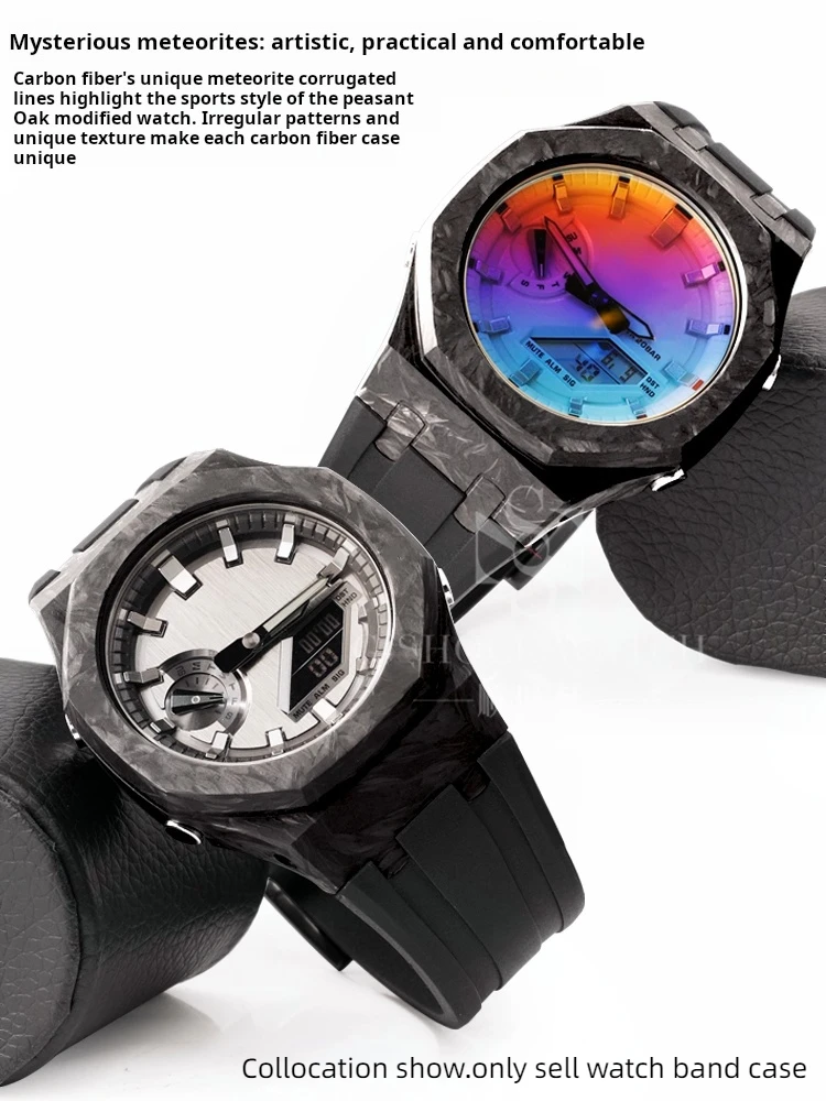 Kit Mod pour montre Casio G-SHOCK GA-2100 2110 B2100 GM-2100, boîtier en carbone + bracelet en caoutchouc fluoré FKM pour hommes, accessoires de remplacement modifiés