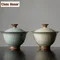 130ml Retro Honey Glaze Ceramic Tea Tureen Embossed Peony Art Tea Maker Boutique Gaiwan Household Kung Fu Tea Tools Accessories
