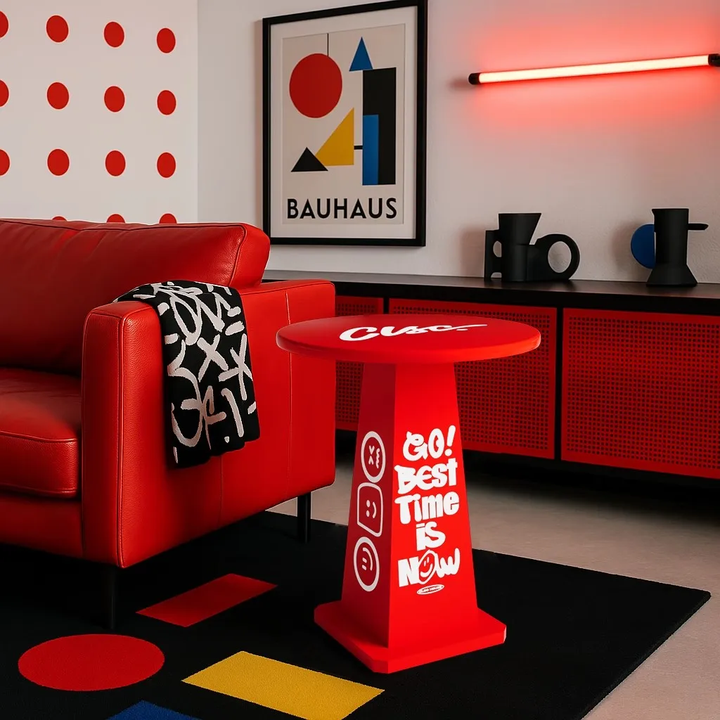 Couchtisch im industriellen Stil, personalisiertes Design, Café, Wohnzimmer, Sofa, kleiner runder Tisch, Eimer, Schlafzimmer, kleines Haus, Beistelltisch Image