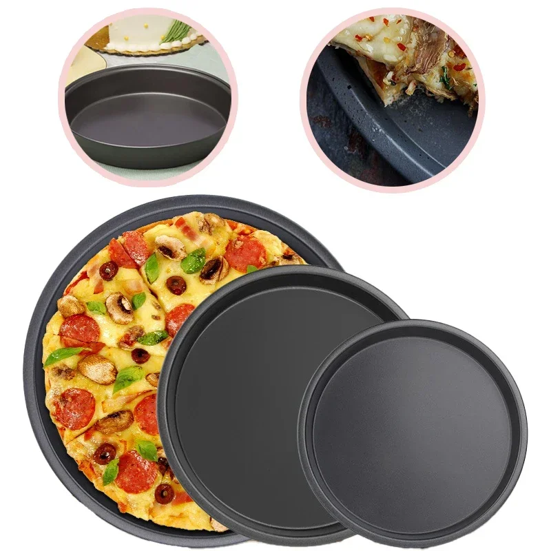 7/8/9 Zoll Antihaft-Pizzapfanne, Stahlplatte, Geschirr, Tablett, Kochen, Backen, Werkzeug, Pizzapfanne, Ofenwerkzeug, Küchenzubehör für den Heimgebrauch Image