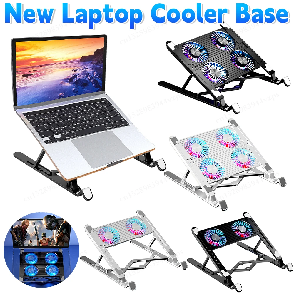 Laptop-Lüfter mit 2/4 Lüftern, faltbarer Gaming-Laptop-Kühler, RGB, 7 Höhe, tragbarer Laptop-Halter für 11–17,3 Zoll Notebook Image