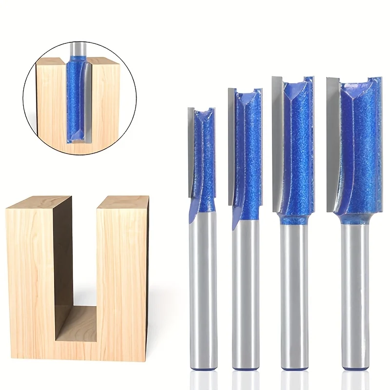 ‌ „4-teiliges 1/4-Zoll-Schaft-Fräser-Set mit drei Perlen – professionelles Holzbearbeitungs- und CNC-Nutfräser-Set“ ‌ Image
