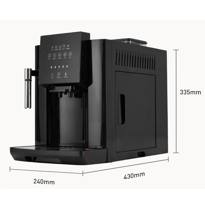 Vollautomatische 19-Bar-Kaffeemaschine, Kaffeebohnenmühle, Milchschaum, Espressomaschine, Heißwasser und Milchschaum