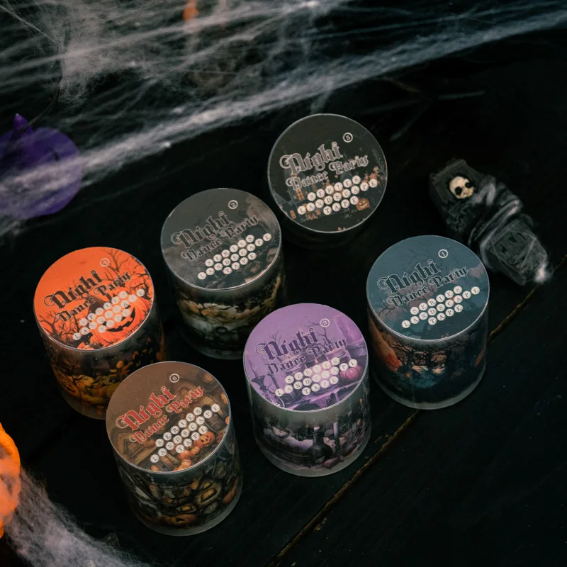 1 Rolle Dark Night Dance Series Tapes Scrapbooking-Aufkleber, perfekt für Collage, Journaling, Basteln, Diy-Zubehör, Schulanfang Image