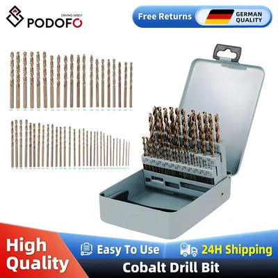 Podofo M35 Cobalt Twist Drill Bits Set 51Pcs 1-6mm Suit For Metal Stainless Steel Wood Power Tools Accessories