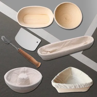 SHENHONG Banneton Bread Proofing Basket Dough Fermentation Rattan Basket Bread Baking Tools Scraper and Knife Set for Baker