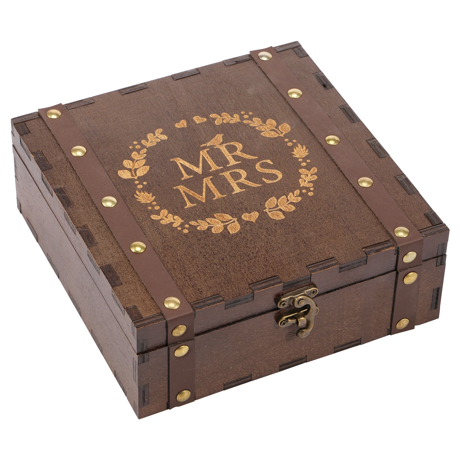 Hochzeits-Andenkenbox mit Deckel und Schloss, Mr. Mrs. Holze Memory Box, Vintage-Geschenk, Holzetui für Paare, Jahrestag, Braut