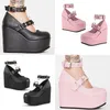 Weibliche Lolita Nette Frauen Pumpt Plattform Keile High Heels Pumps Süße Gothic Cosplay Schuhe Frau Cosplay Kleid Schuhe