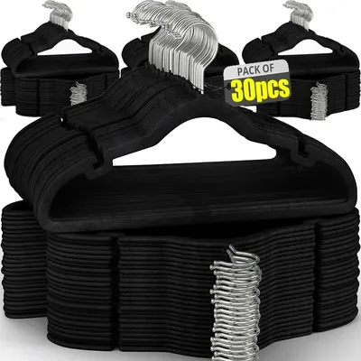Heavy Duty Non-Slip Hanger Velvet Clothes Hangers Pant Storage Rack Drying Hangers for Coat Blazers Formal Wear Closet Organizer