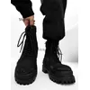 Vintage zerrissene Denim-Motorradstiefel für Herren, dicke Sohlen, Schnürung, rutschfeste Cowboy-Arbeitsstiefel, Plattform, Outdoor-Wanderschuhe