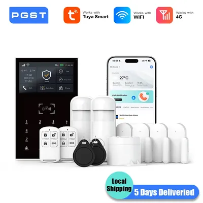 PGST 4G WiFi Tuya Alexa Alarm System Kit Set Smart Life Home Alarm System Automatisierung Sicherheit Schutz 433 Tür bewegungssensor