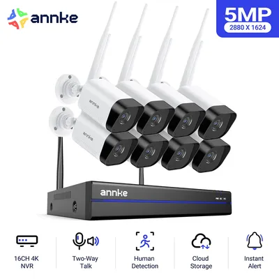 ANNKE 5MP Drahtlose Sicherheit Kamera System 16CH NVR 4/8/12PCS WiFi Kameras 2,4G 5,8G dual band nachtsicht wifi sicherheit kamera
