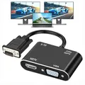 Compatibile con audio da 3,5 mm e VGA a HDMI + VGA Dual Monitor Adattatore display 1 ingresso 2 uscite Convertitore 1080P per PC desktop portatile