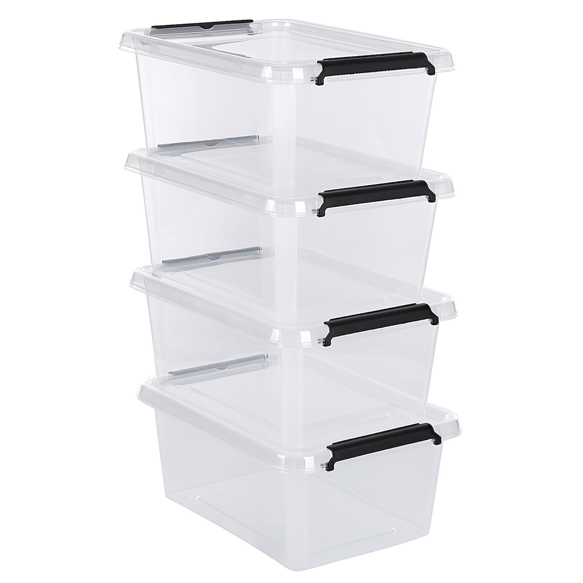 astor24 Aufbewahrungsbox mit Deckel 4er Set 4,5 Liter Kunststoffbox Stapelbox Lagerbox Regalbox Image