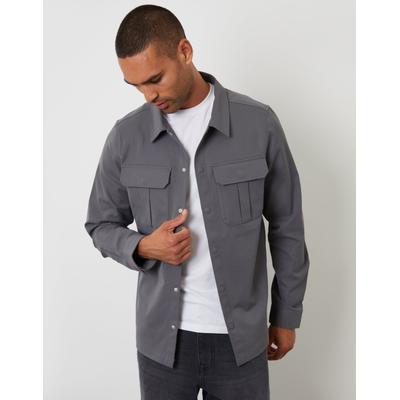 Slate Grey Cargo Pocket Shacket