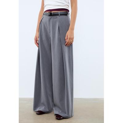 Stradivarius Maxi darted trousers with belt Dark grey 12