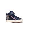Sneaker GEOX "J KALISPERA GIRL", Kinder, Gr. 32, blau (navy, rosa), Synthetik, Textil, Glitzer, metallic, modisch, Schuhe, Schnürboots, Glitzerschuh mit Gummizug, Größenschablone zum Download