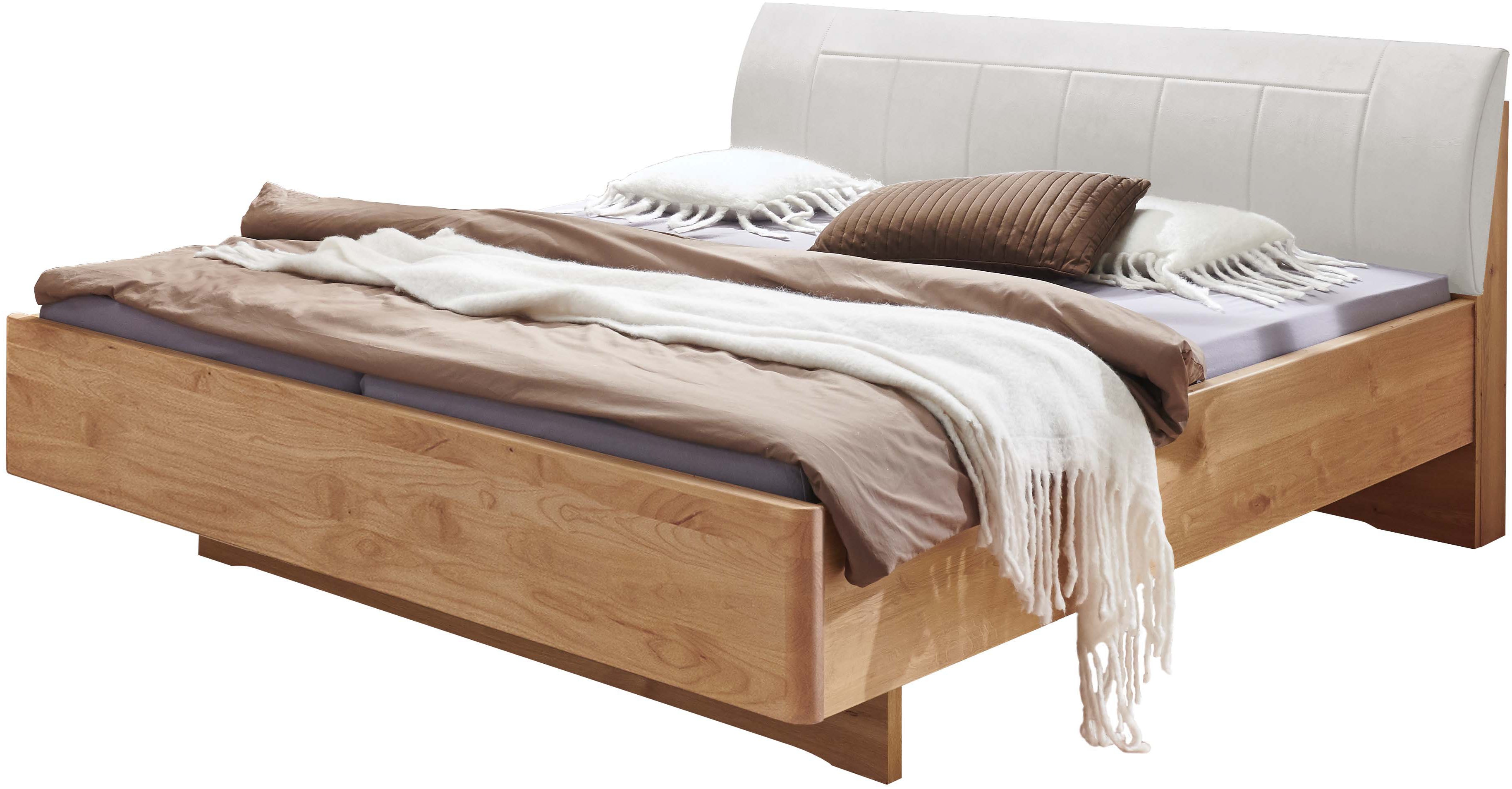 Holzbett WIEMANN "Cardiff, Bettgestell, Bettrahmen, teilmassiv, mit Polsterkopfteil", erle teilmassiv, B:160cm L:200cm, Betten, Fußteil aus Massivholz, verschiedene Größen Image
