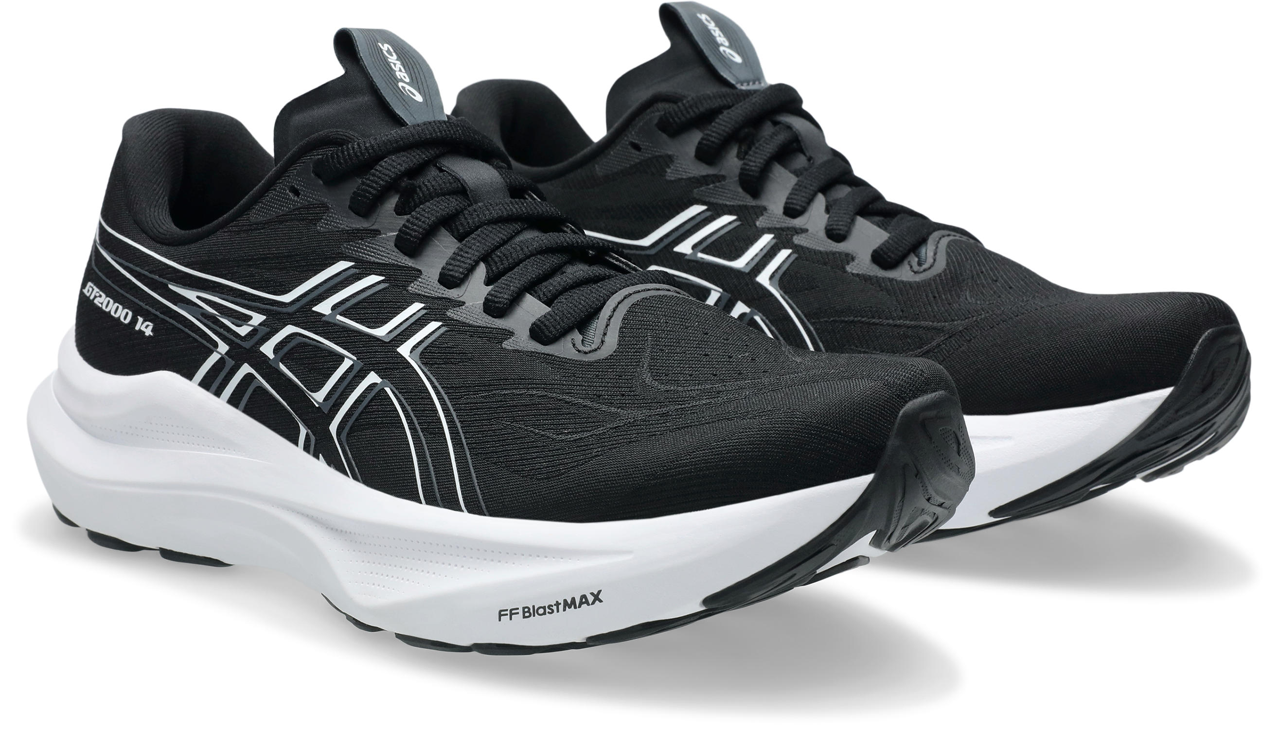 Laufschuh ASICS "GT-2000 14", Damen, Gr. 41,5, schwarz, weiß, Textil, Schuhe Laufschuh, für mehr Stabilität