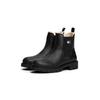 Chelseaboots TOMMY JEANS "TJW CHELSEA BOOT WL", Damen, Gr. 38, schwarz, Leder, Elastischer Einsatz, unifarben, casual, Schuhe, Blockabsatz, Stiefelette mit typischer Logoflagge