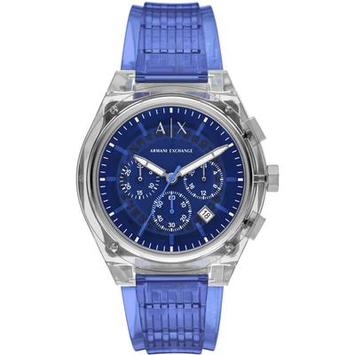 Chronograph ARMANI EXCHANGE "SYNC", blau, Armbanduhren, Herren, Quarzuhr, Armbanduhr, Herrenuhr, Polyurethanband, Datum, Stoppfunktion Image