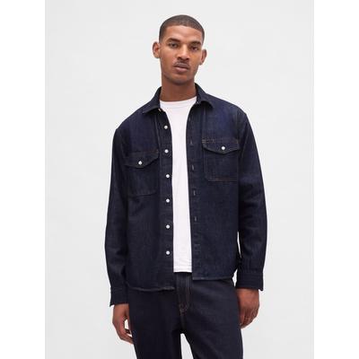 Gap Dark Indigo Blue UltraSoft Denim Relaxed Shirt