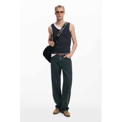 Straight pants with washed effect