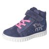 Sneaker RICOSTA "Jeannie", Kinder, Gr. 27, blau (navy, rosa), Veloursleder, Glitzer, animal-print, casual, Schuhe, Schnürboots mit TEX-Ausstattung, Größenschablone zum Download