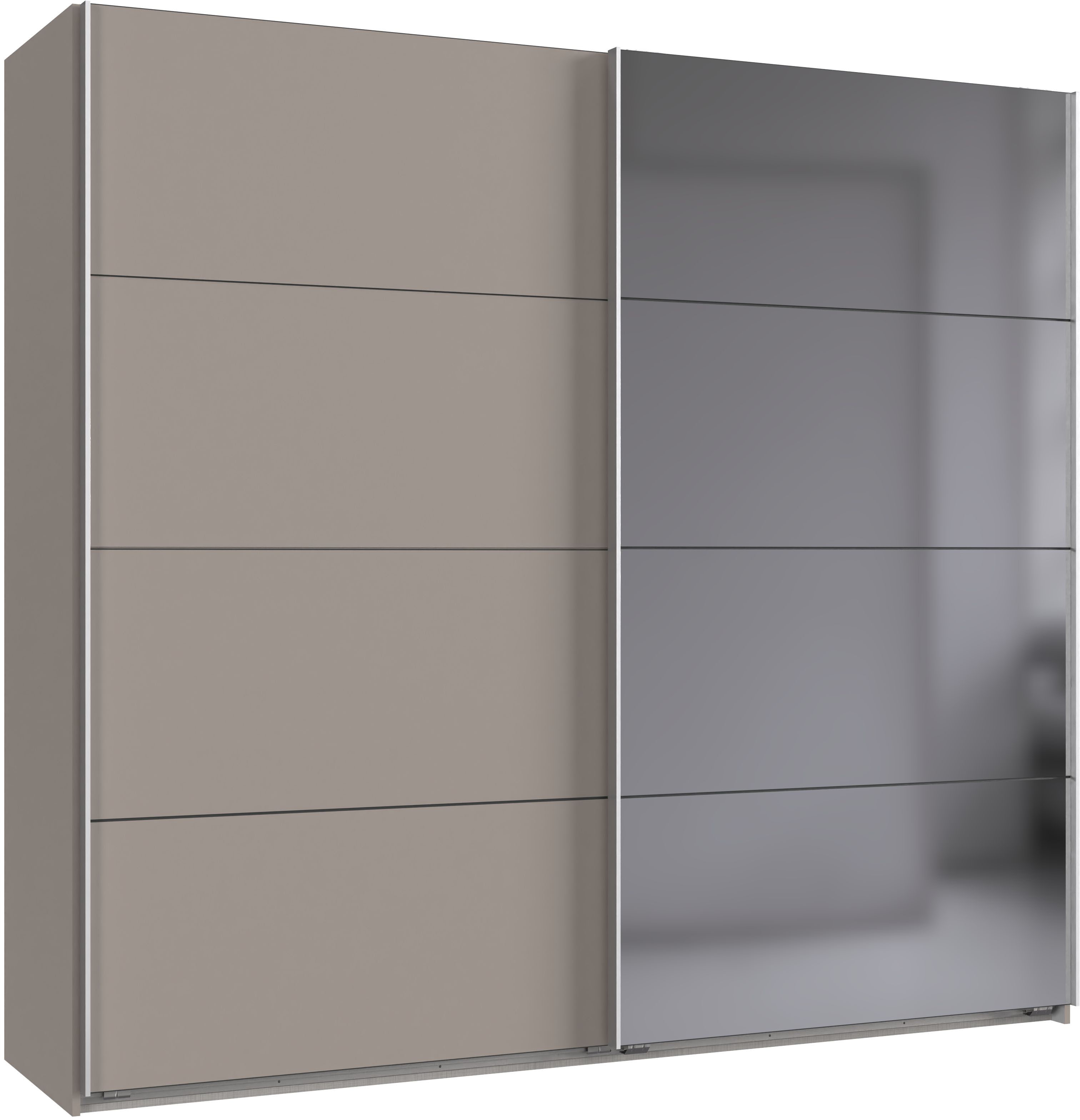 Schwebetürenschrank WIMEX "Ernie Kleiderschrank mit Spiegel, Made in Germany TOPSELLER", saharagrau, B:225cm H:210cm T:65cm, Schränke, Schlafzimmerschrank in verschiedenen Breiten, Topseller