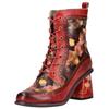 Schnürstiefelette LAURA VITA "LAURA VITA Stiefelette Leder/Textil", Damen, Gr. 37, rot, Leder, Textil, casual, Schuhe